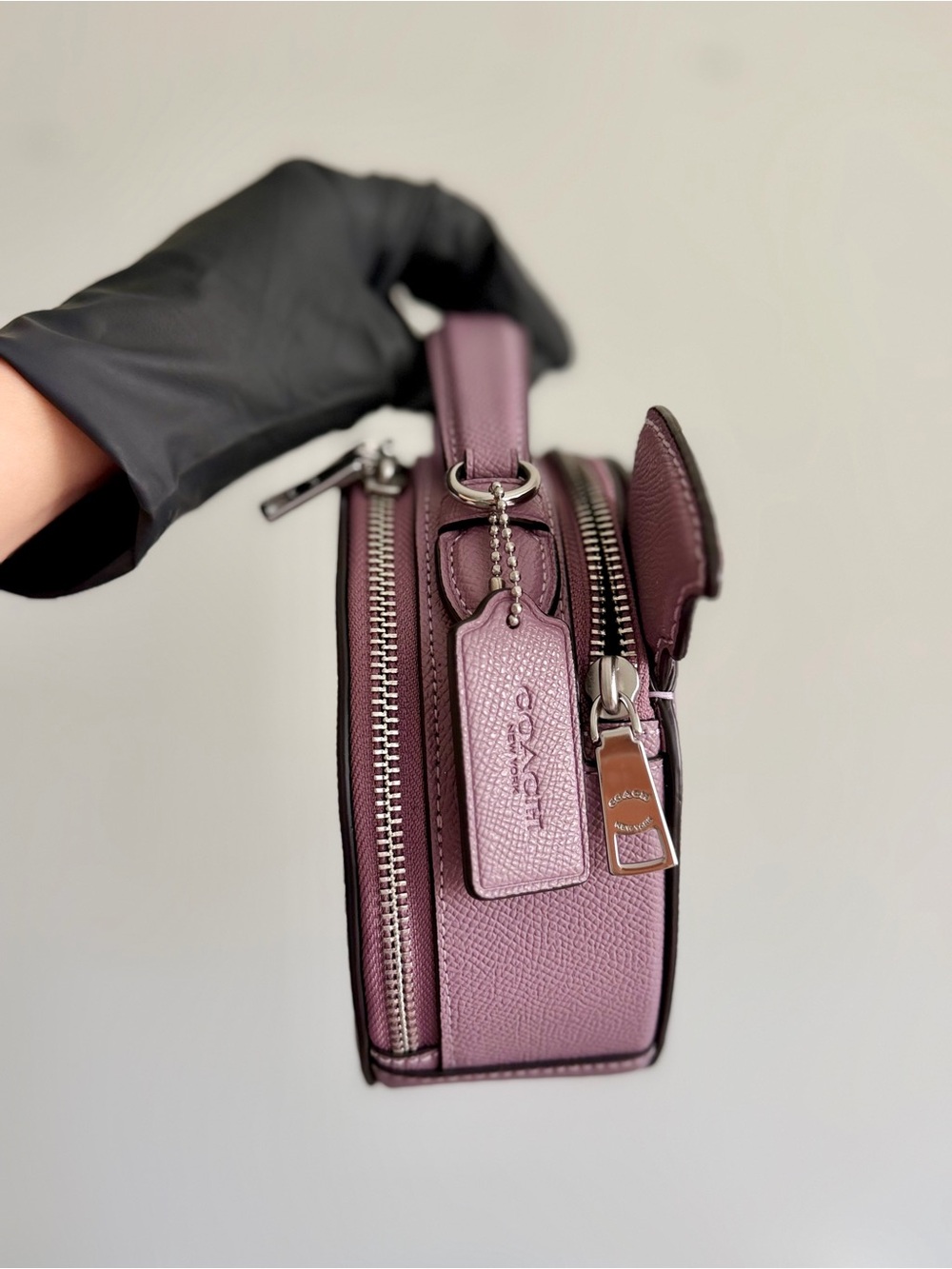 COACH Lavender Bat-Face Round Leather Crossbody Bag - Picture 4 of 14